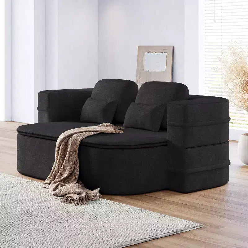Canapé-lit pliable 2 en 1 de 75 pouces, canapé de sol convertible avec coussin en mousse et couverture multifonctionnelle pour salon, chambre à coucher ou studio