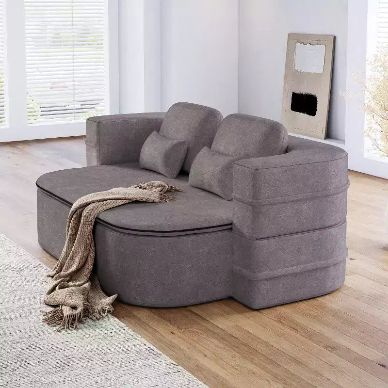 Canapé-lit pliable 2 en 1 de 75 pouces, canapé de sol convertible avec coussin en mousse et couverture multifonctionnelle pour salon, chambre à coucher ou studio