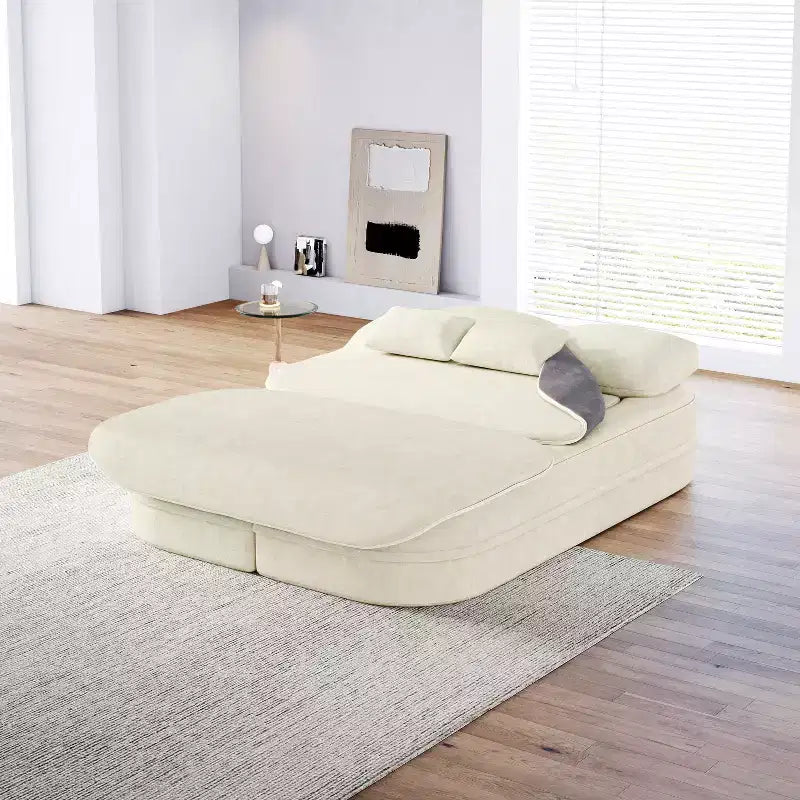Canapé-lit pliable 2 en 1 de 75 pouces, canapé de sol convertible avec coussin en mousse et couverture multifonctionnelle pour salon, chambre à coucher ou studio