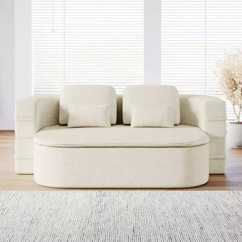 75'' 2-in-1 Foldable Sofa Bed, Convertible Floor Couch with Foam Cushion and Multi Functional Blanket for Living Room Bedroom Studio