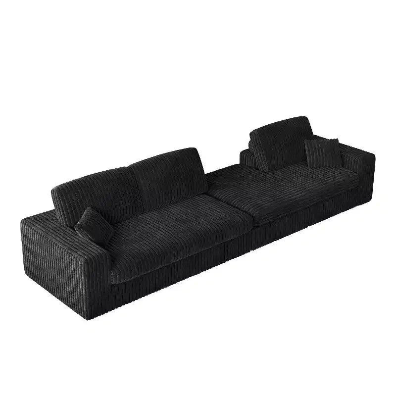 Canapé modulaire en velours côtelé en forme de L de 114,5 po avec fauteuil inclinable, canapé de sol convertible 2-en-1 avec coussins en mousse et oreillers de soutien cervical pour le salon