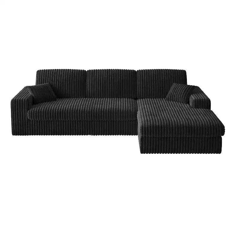 Canapé modulaire en velours côtelé en forme de L de 114,5 po avec fauteuil inclinable, canapé de sol convertible 2-en-1 avec coussins en mousse et oreillers de soutien cervical pour le salon