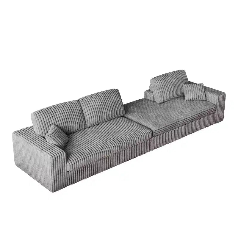 Canapé modulaire en velours côtelé en forme de L de 114,5 po avec fauteuil inclinable, canapé de sol convertible 2-en-1 avec coussins en mousse et oreillers de soutien cervical pour le salon
