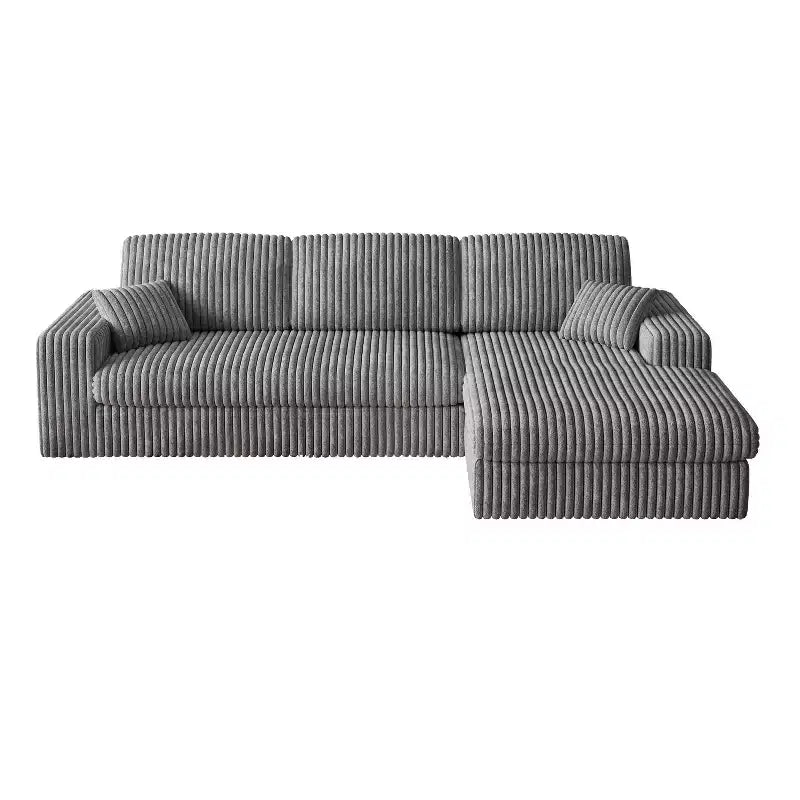 Canapé modulaire en velours côtelé en forme de L de 114,5 po avec fauteuil inclinable, canapé de sol convertible 2-en-1 avec coussins en mousse et oreillers de soutien cervical pour le salon