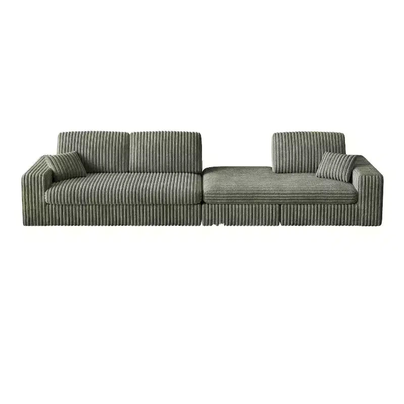 Canapé modulaire en velours côtelé en forme de L de 114,5 po avec fauteuil inclinable, canapé de sol convertible 2-en-1 avec coussins en mousse et oreillers de soutien cervical pour le salon