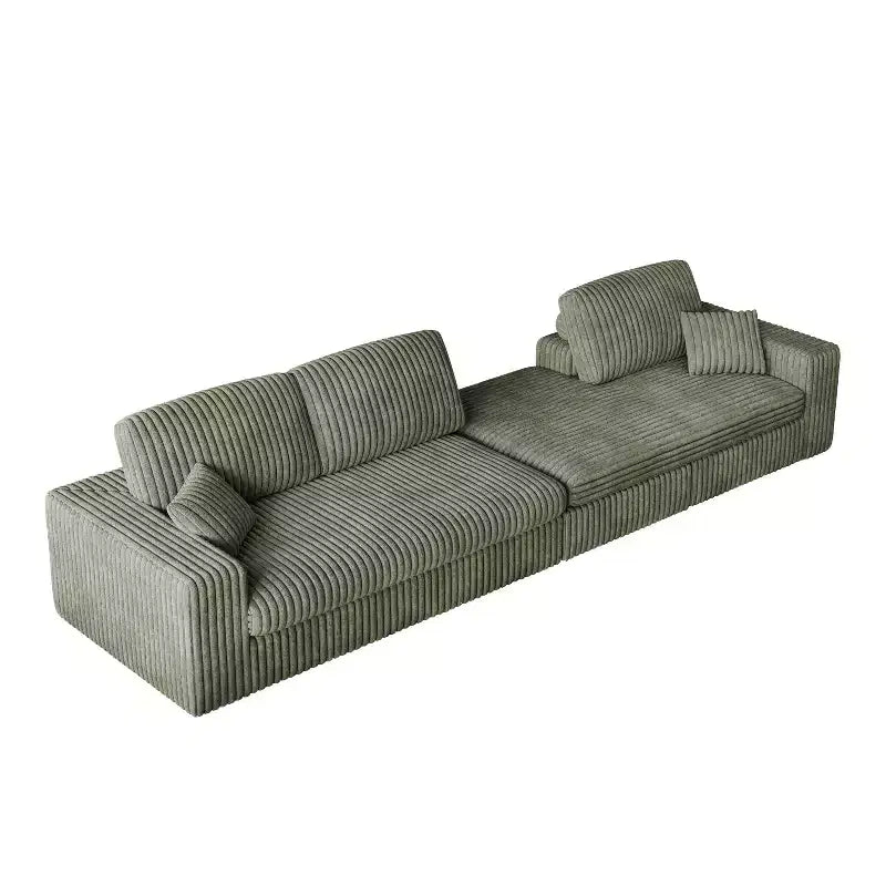 Canapé modulaire en velours côtelé en forme de L de 114,5 po avec fauteuil inclinable, canapé de sol convertible 2-en-1 avec coussins en mousse et oreillers de soutien cervical pour le salon