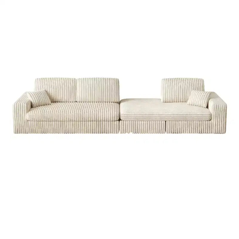 Canapé modulaire en velours côtelé en forme de L de 114,5 po avec fauteuil inclinable, canapé de sol convertible 2-en-1 avec coussins en mousse et oreillers de soutien cervical pour le salon