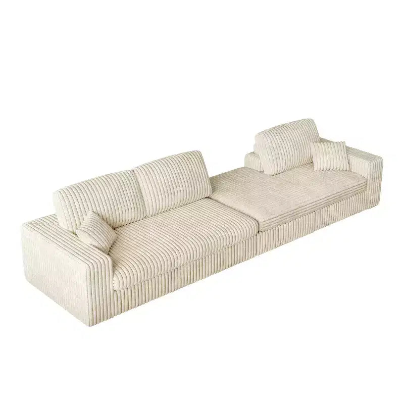 Canapé modulaire en velours côtelé en forme de L de 114,5 po avec fauteuil inclinable, canapé de sol convertible 2-en-1 avec coussins en mousse et oreillers de soutien cervical pour le salon