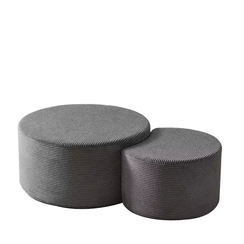 Tables basses gigognes rondes (lot de 2), tables polyvalentes rembourrées en mousse pour salon, tables d'appoint, poufs ou tables de chevet