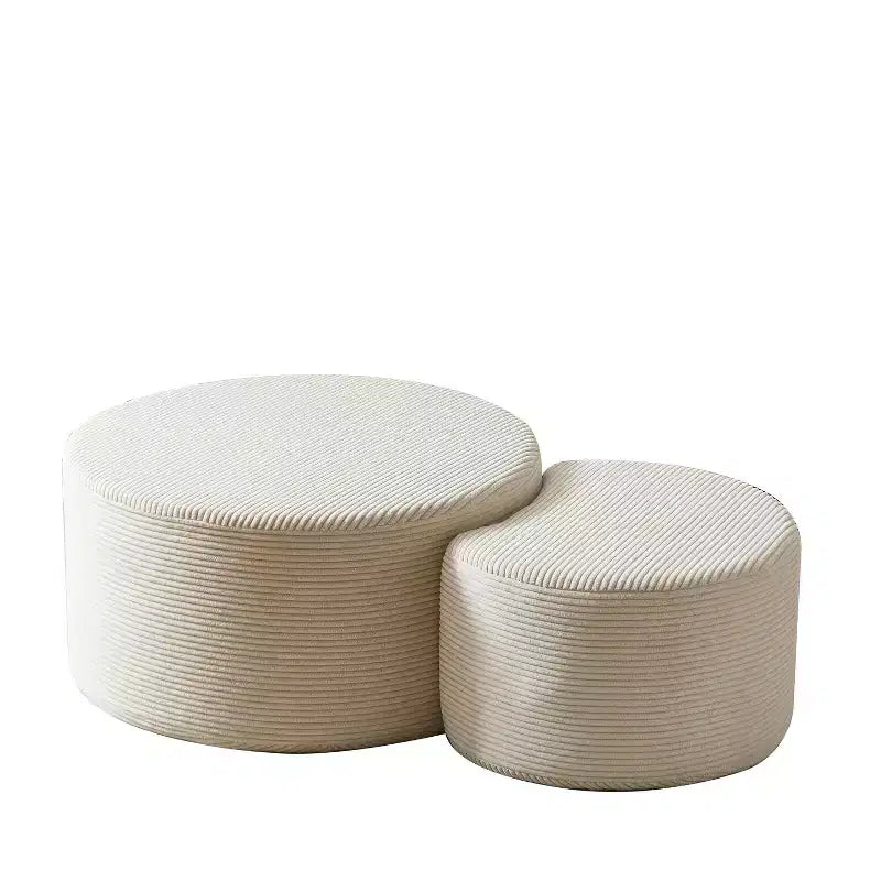 Tables basses gigognes rondes (lot de 2), tables polyvalentes rembourrées en mousse pour salon, tables d'appoint, poufs ou tables de chevet