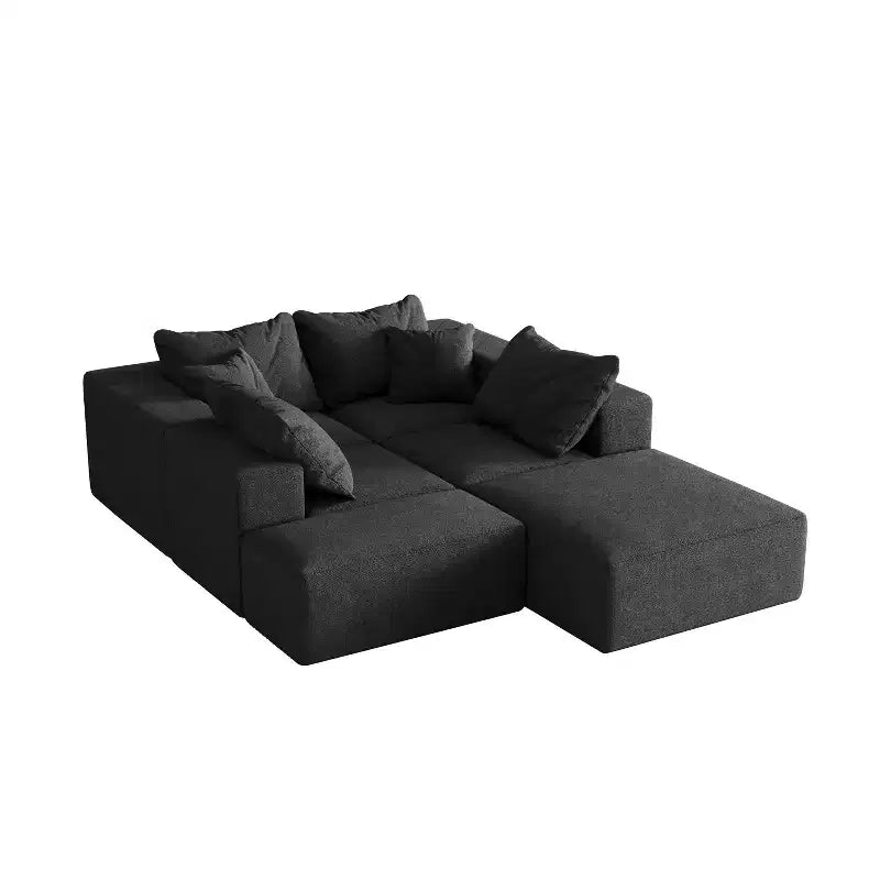 Canapé d'angle modulaire en L de 335 cm avec revêtement en chenille, ensemble de 6 pièces avec coussins profonds et oreillers décoratifs pour salon et chambre à coucher