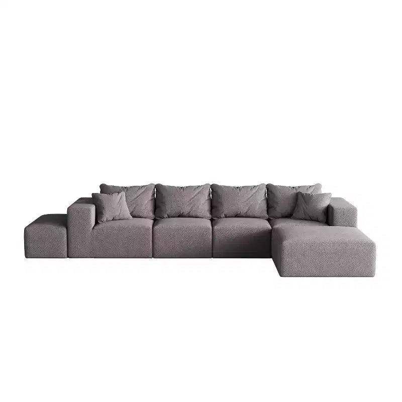 Canapé d'angle modulaire en L de 335 cm avec revêtement en chenille, ensemble de 6 pièces avec coussins profonds et oreillers décoratifs pour salon et chambre à coucher