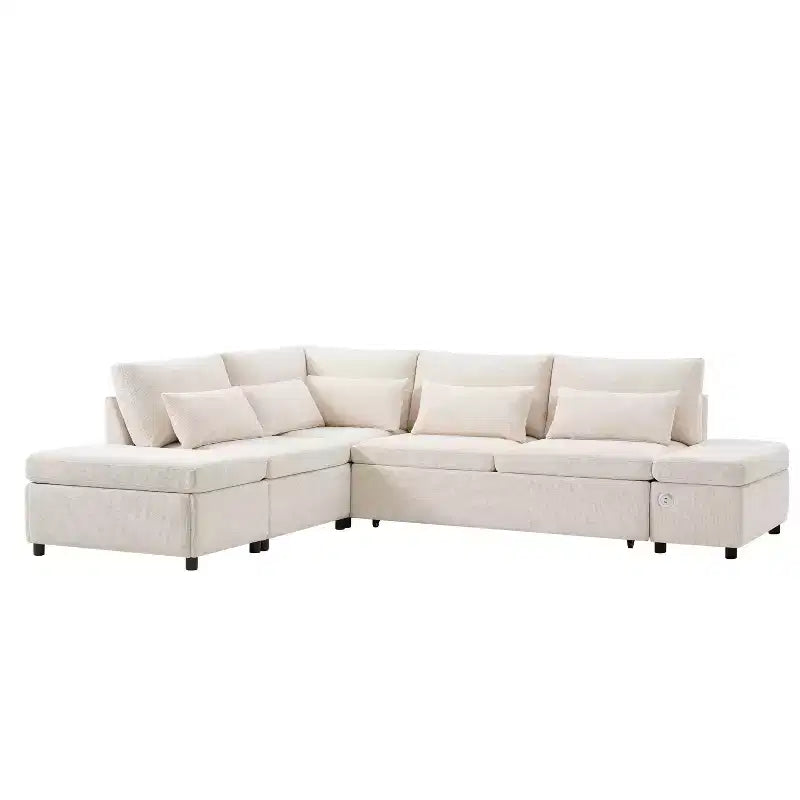 Canapé d'angle modulaire surdimensionné en chenille Polibi avec lit gigogne