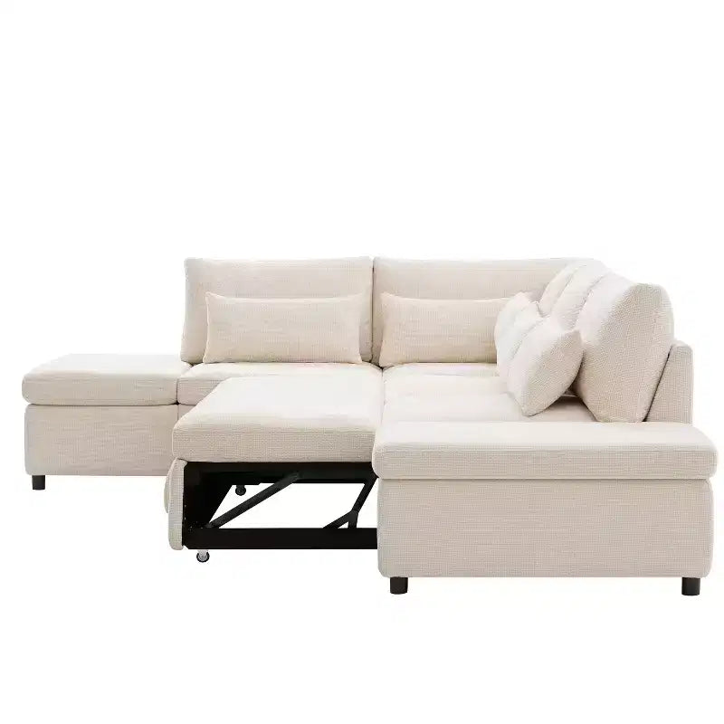 Canapé d'angle modulaire surdimensionné en chenille Polibi avec lit gigogne