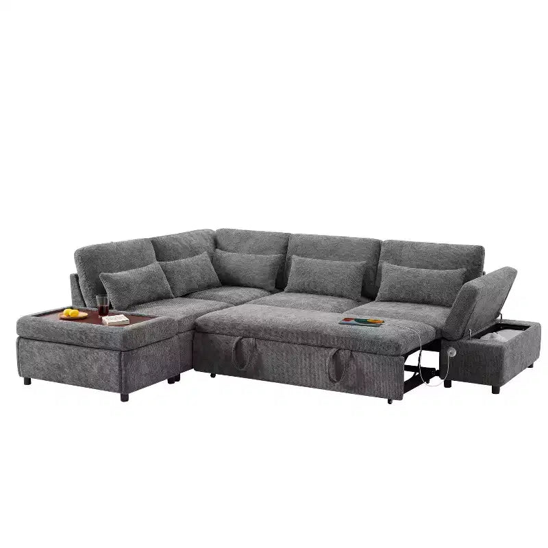 Canapé d'angle modulaire surdimensionné en chenille Polibi avec lit gigogne