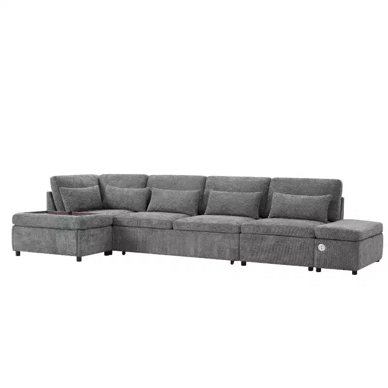 Canapé d'angle modulaire surdimensionné en chenille Polibi avec lit gigogne
