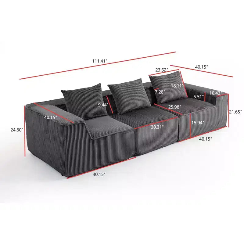Canapé modulable Whisen, compression, multi-personnes, librement combinable