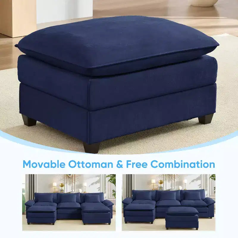 Mjkone Canapé modulaire sectionnel en forme de U de 118 pouces, canapé-lit nuage en chenille à 5 places avec ottomans et coussin épaissi