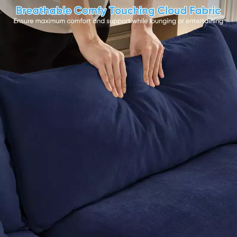 Mjkone Canapé modulaire sectionnel en forme de U de 118 pouces, canapé-lit nuage en chenille à 5 places avec ottomans et coussin épaissi