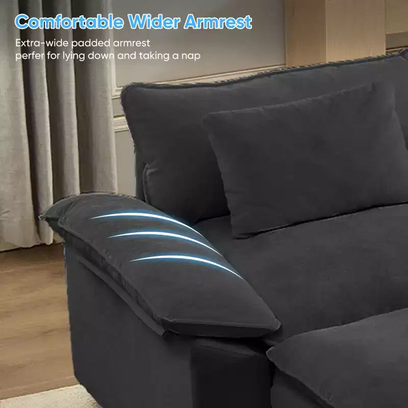 Mjkone Canapé modulaire sectionnel en forme de U de 118 pouces, canapé-lit nuage en chenille à 5 places avec ottomans et coussin épaissi