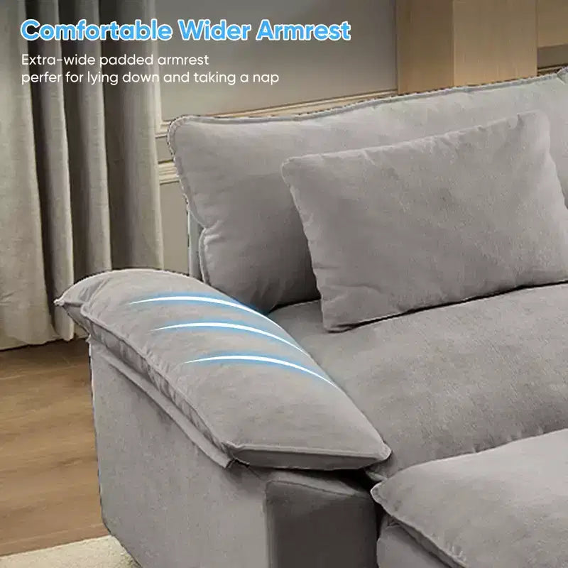 Mjkone Canapé modulaire sectionnel en forme de U de 118 pouces, canapé-lit nuage en chenille à 5 places avec ottomans et coussin épaissi
