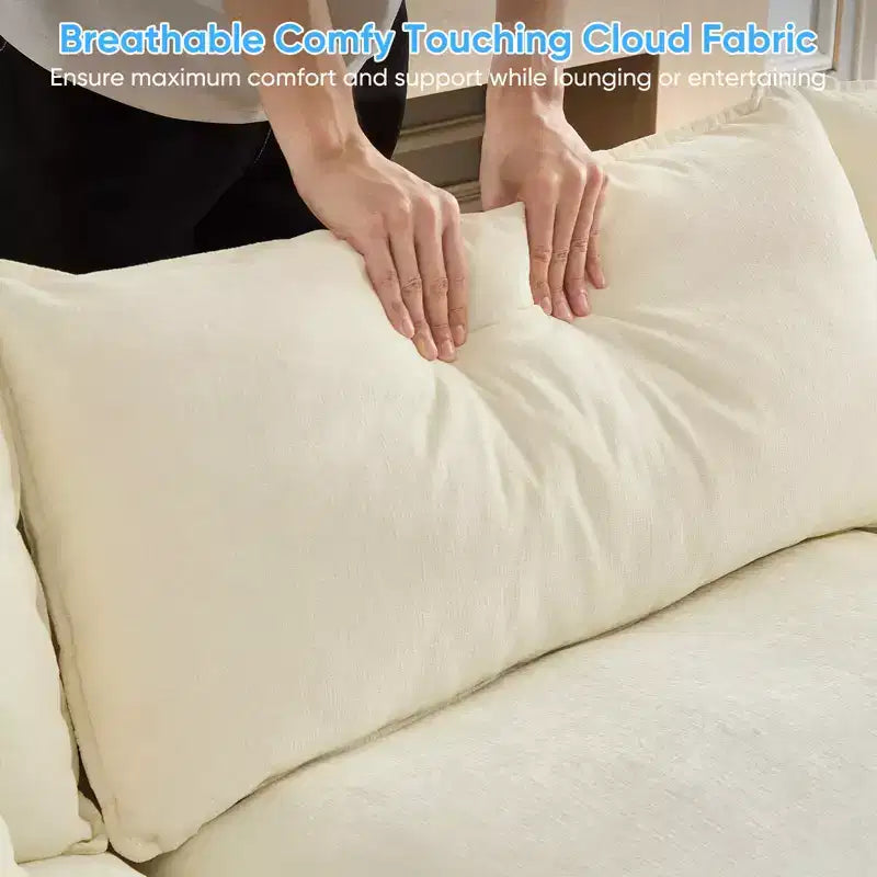 Mjkone Canapé modulaire sectionnel en forme de U de 118 pouces, canapé-lit nuage en chenille à 5 places avec ottomans et coussin épaissi