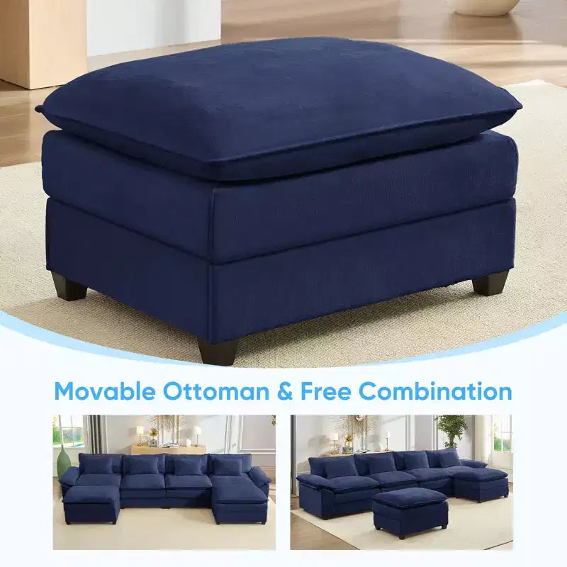 Mjkone Canapé modulaire surdimensionné de 396 cm, en forme de U avec 2 poufs, canapé 6 places en chenille avec assise profonde