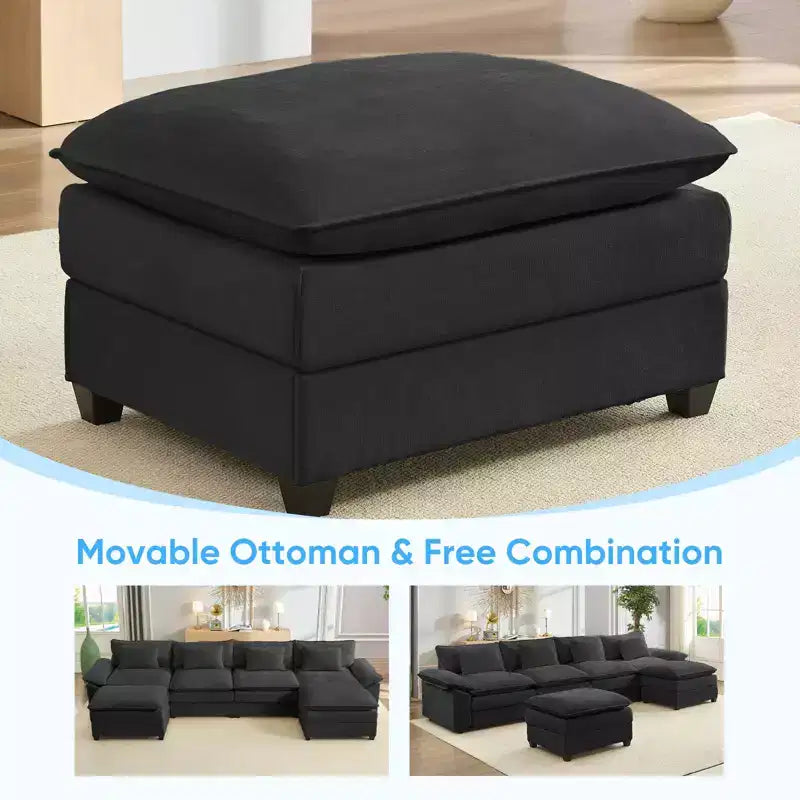 Mjkone Canapé modulaire surdimensionné de 396 cm, en forme de U avec 2 poufs, canapé 6 places en chenille avec assise profonde