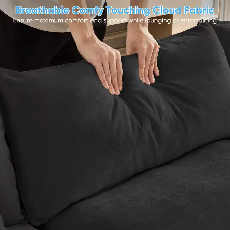 Mjkone Canapé modulaire surdimensionné de 396 cm, en forme de U avec 2 poufs, canapé 6 places en chenille avec assise profonde