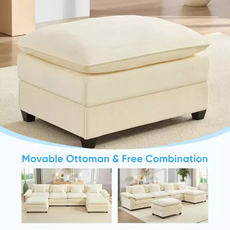 Mjkone Canapé modulaire surdimensionné de 396 cm, en forme de U avec 2 poufs, canapé 6 places en chenille avec assise profonde
