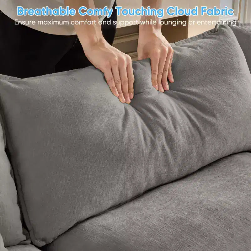 Mjkone Canapé modulaire surdimensionné de 396 cm, en forme de U avec 2 poufs, canapé 6 places en chenille avec assise profonde