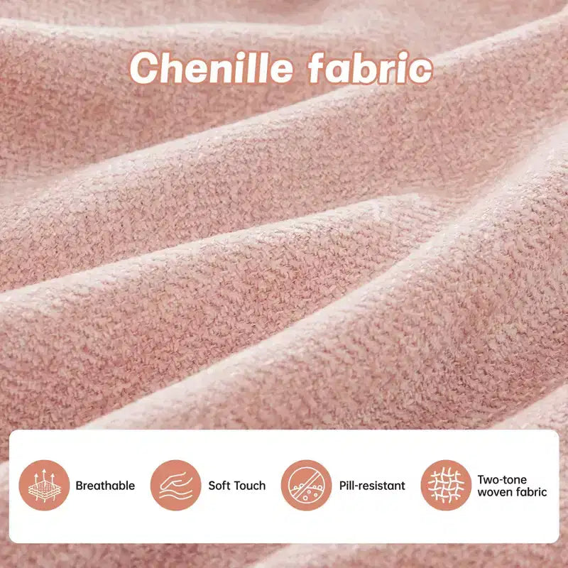 Canapé modulable beige en forme de L en tissu chenille avec ottoman, base en bois de haute qualité pour salons