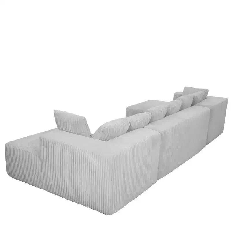 GDFStudio Stella, canapé sectionnel modulable en velours côtelé, 4 places, en U, avec sièges profonds