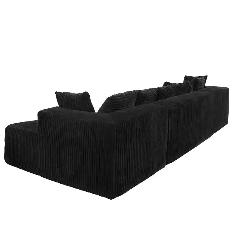 GDFStudio Stella, canapé sectionnel modulable en velours côtelé, 4 places, en U, avec sièges profonds