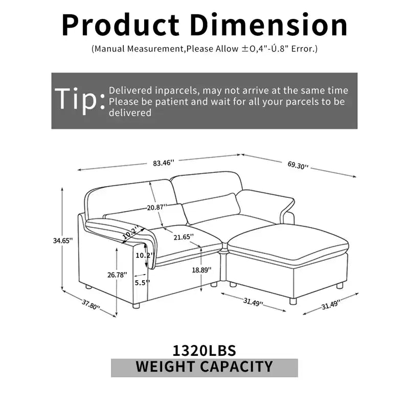 Canapé d'angle modulable GDFStudio Keene de style nuage avec rangement