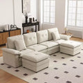 Kinsuite 6-Seat Sectional Sofa - 117 L Modern Couch with 2 Ottomans, Beige