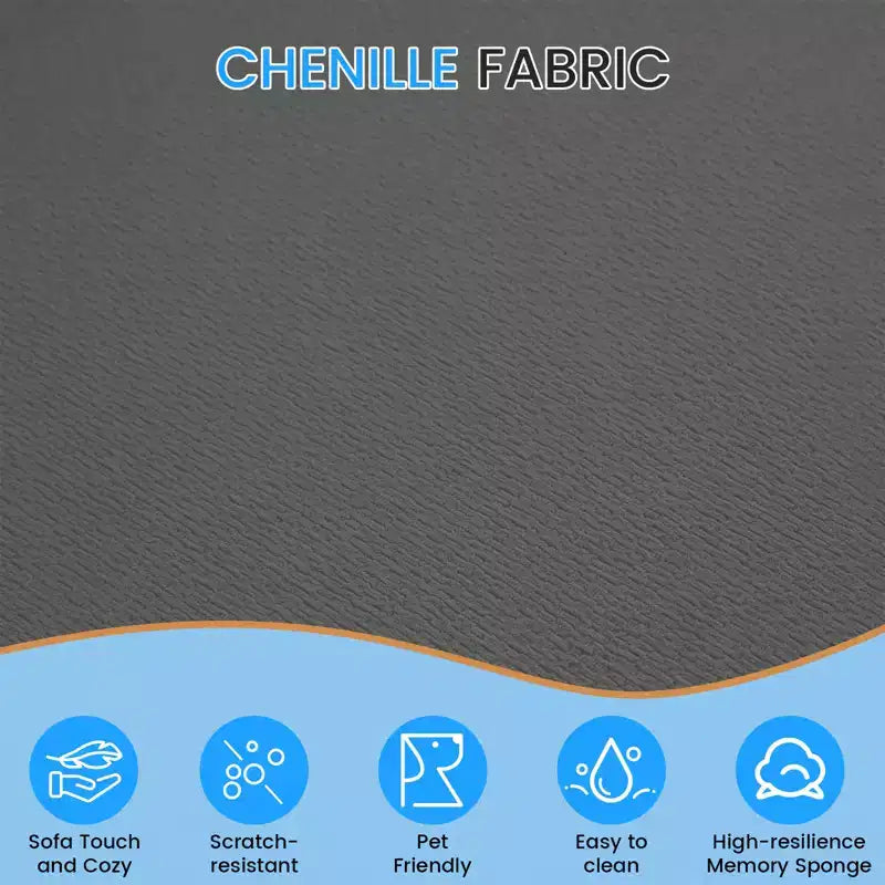 Mjkone 112 Canapé d'angle modulaire incurvé en tissu chenille Design moderne minimaliste Compressé Aucun assemblage requis