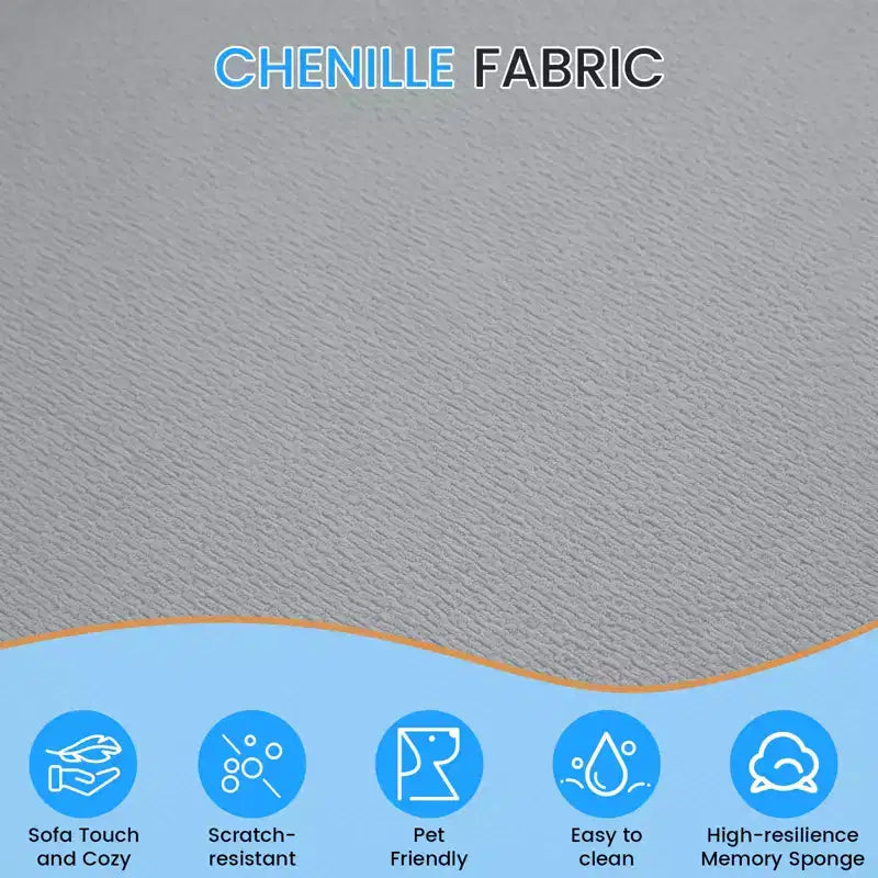 Mjkone 112 Canapé d'angle modulaire incurvé en tissu chenille Design moderne minimaliste Compressé Aucun assemblage requis