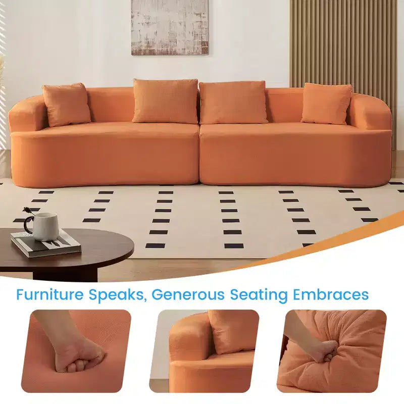 Mjkone 112 Canapé d'angle modulaire incurvé en tissu chenille Design moderne minimaliste Compressé Aucun assemblage requis