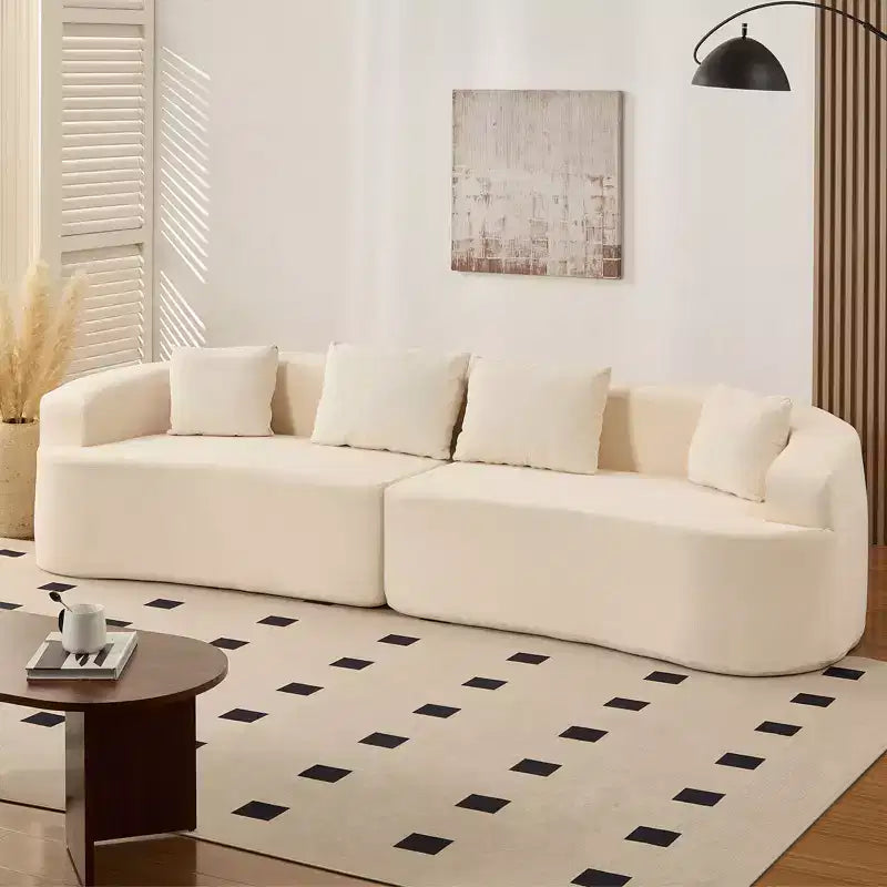 Mjkone 112 Curved Modular Sectional Sofa in Chenille Fabric Modern Minimalist Design Compressed No Assembly Required