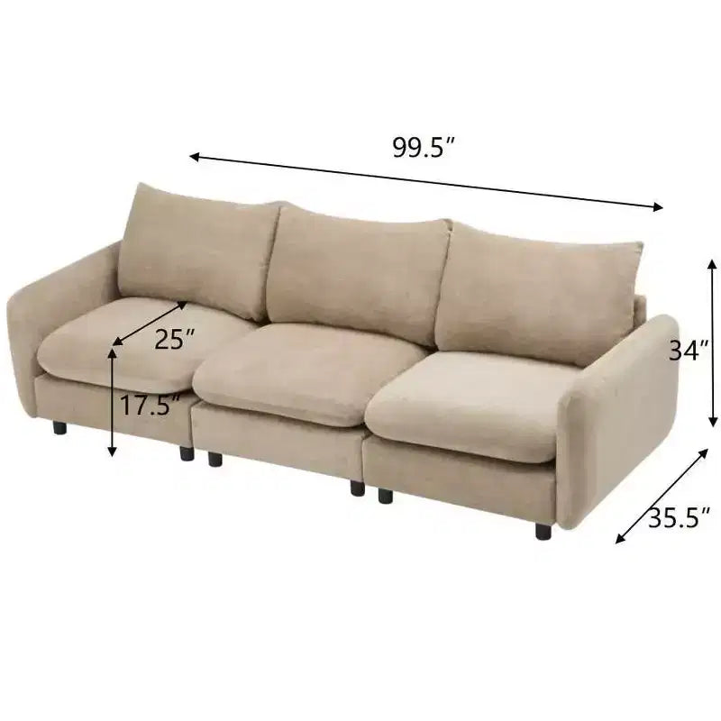 Canapé sectionnel rembourré moderne à 3 places Christopher Knight Home Acker 99.5