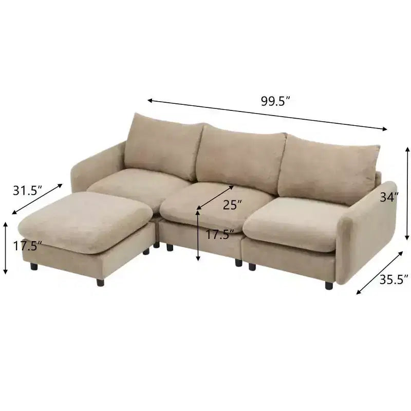 Christopher Knight Home Acker, canapé sectionnel moderne en tissu en forme de L, 4 pièces