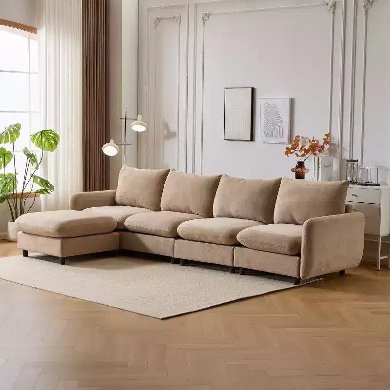 Ensemble de canapé d'angle rembourré moderne en forme de L, 5 pièces, Christopher Knight Home Acker