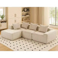111.41W Corduroy Modular Sectional Sofa, No-Assembly Lounge Sofa Couch with Textured Design for Living Room - ModernLuxe