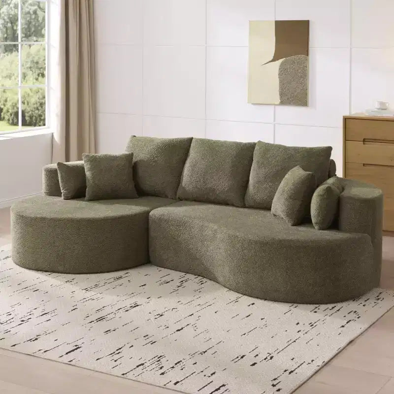 Canapé d'angle incurvé moderne Christopher Knight Home Camilla 106 po à 3 places rembourré avec 7 oreillers