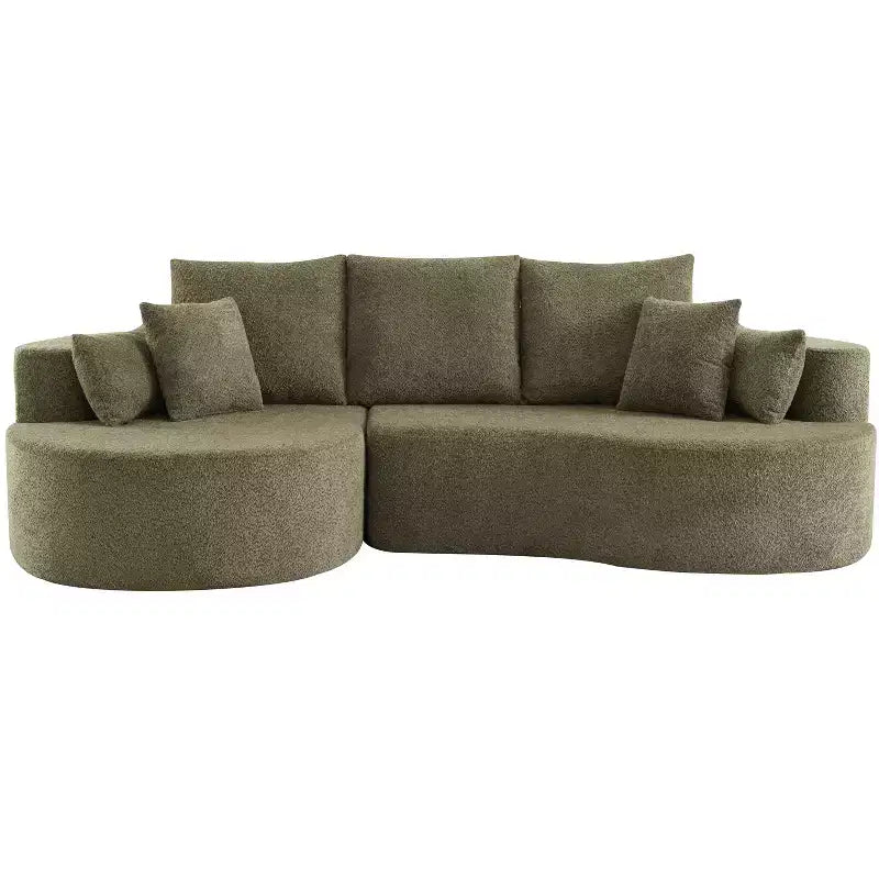 Canapé d'angle incurvé moderne Christopher Knight Home Camilla 106 po à 3 places rembourré avec 7 oreillers