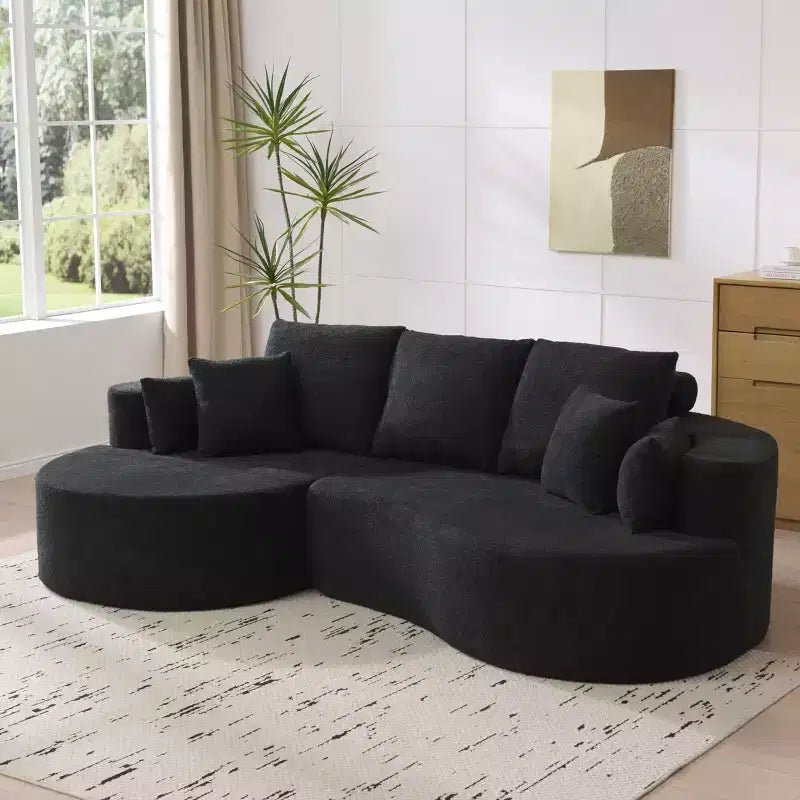 Canapé d'angle incurvé moderne Christopher Knight Home Camilla 106 po à 3 places rembourré avec 7 oreillers
