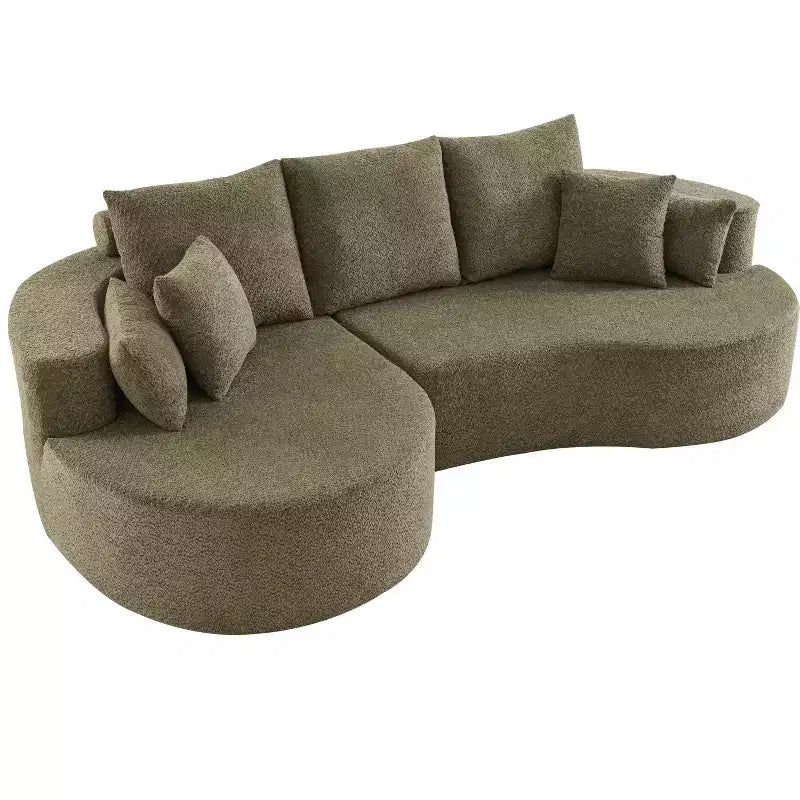 Canapé d'angle incurvé moderne Christopher Knight Home Camilla 106 po à 3 places rembourré avec 7 oreillers