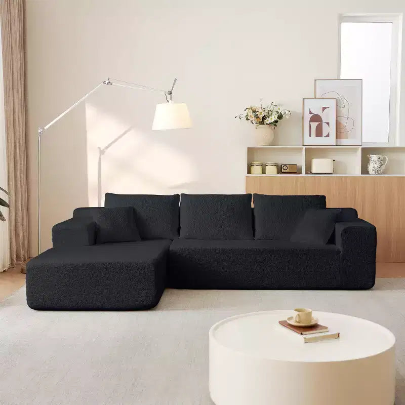 GDFStudio Alaric 103.54 Modern 3-Seater L-Shaped Chenille Upholstered Sectional Sofa with 5 Pillows