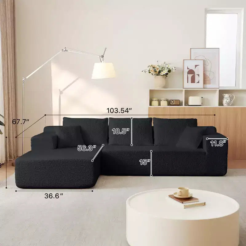 Canapé d'angle moderne GDFStudio Alaric de 263 cm en chenille avec 5 coussins
